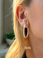 Lab Grown Round Diamond Hoop Earrings - 1.50"