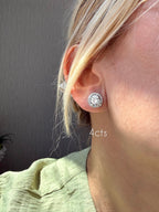 Lab-Grown Round Diamond Halo Earrings, 14K Gold
