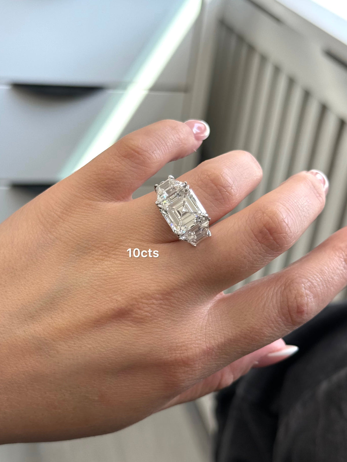 Lab-Grown Three Asscher Diamond Ring