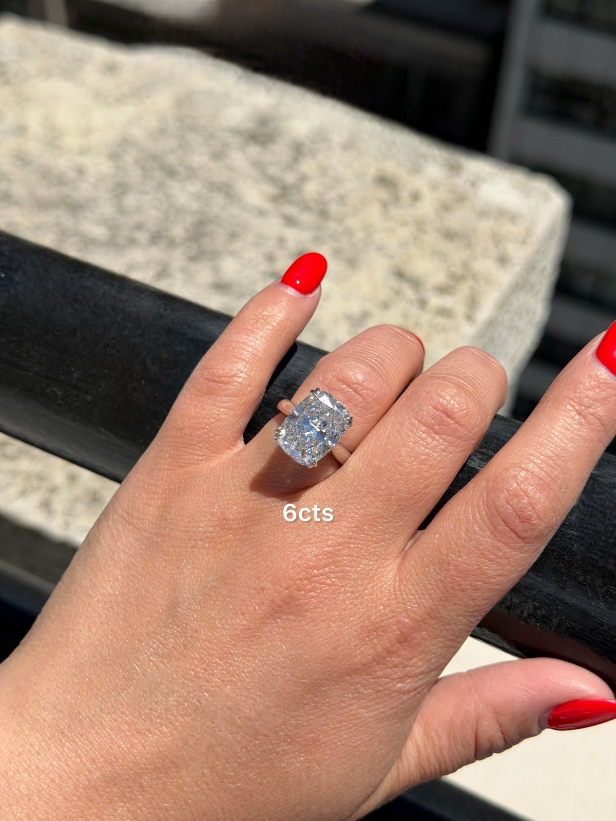 Lab-Grown Elongated Cushion Diamond Double Claw Engagement Ring