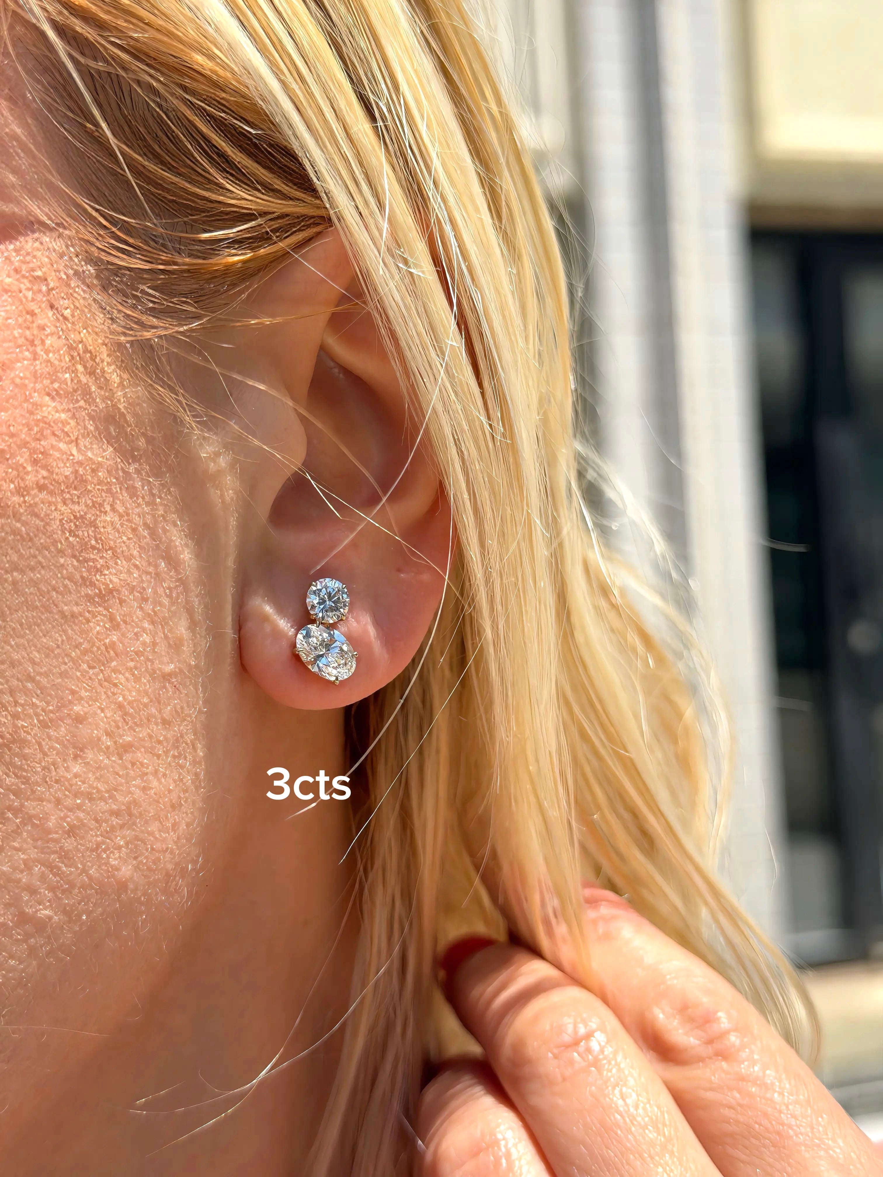 Lab Grown Round And Oval Diamond Earrings