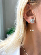 Lab-Grown Round Diamond Halo Earrings, 14K Gold
