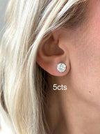 Lab-Grown Martini Round Diamond Studs, 3-Prong, 14K Gold