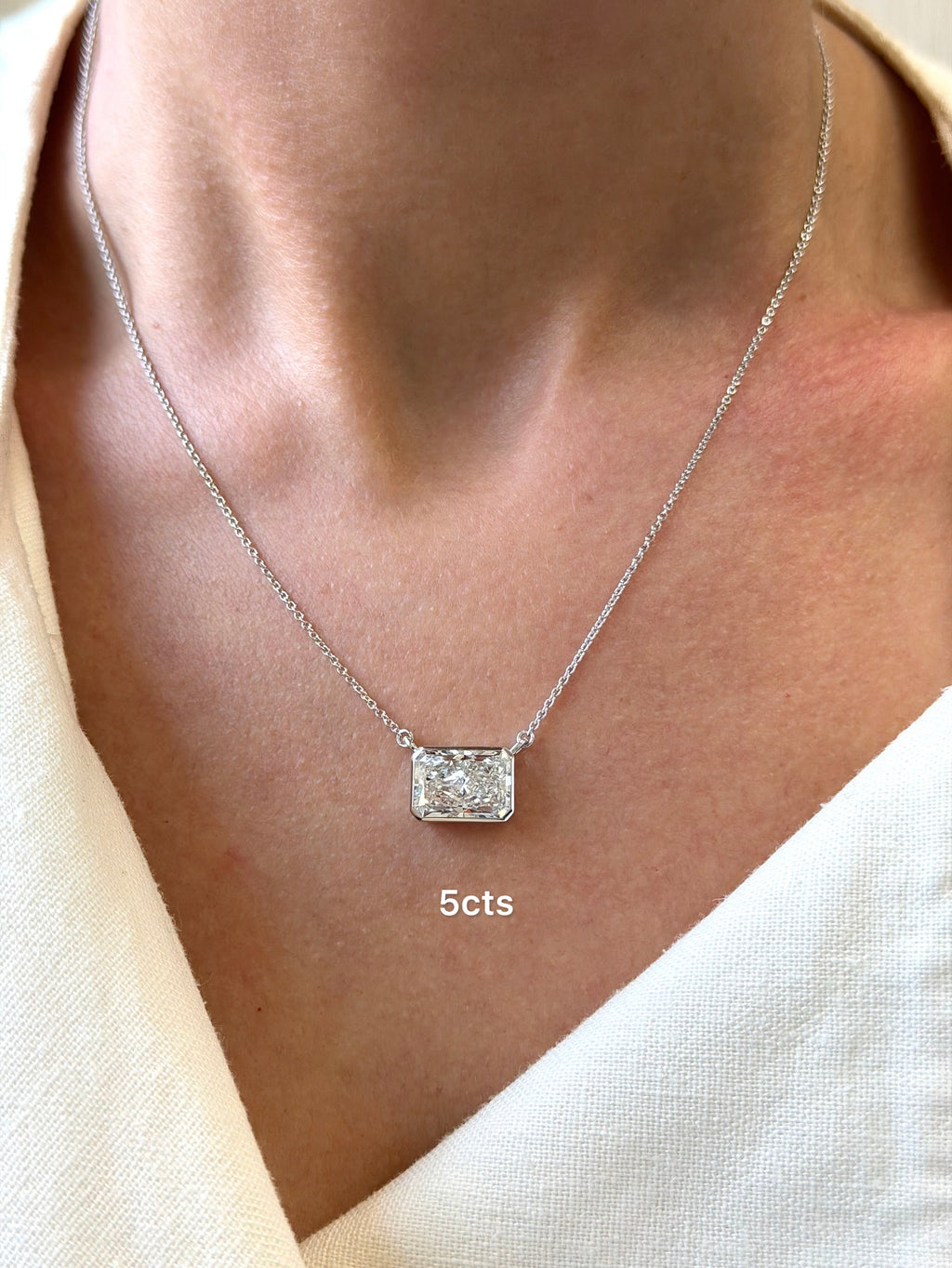Lab-Grown Radiant Cut Diamond Bezel Pendant