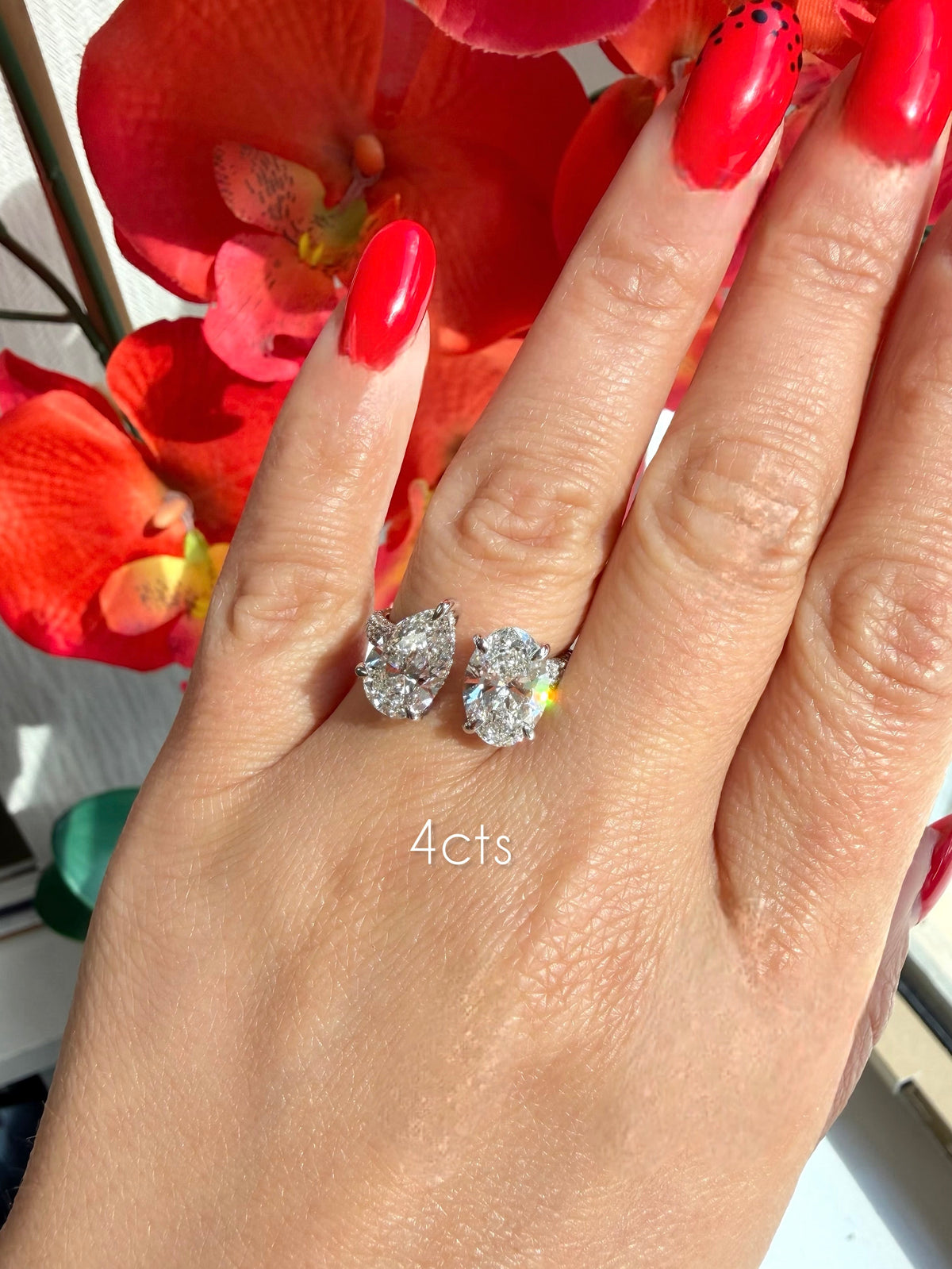 Lab-Grown Pear And Oval Diamond Ring