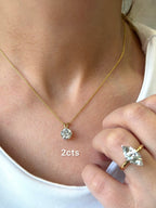 Lab Grown Rabbit Ear Round Diamond Solitaire Pendant