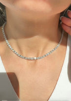 Lab Grown Emerald Cut East West Tennis Necklace