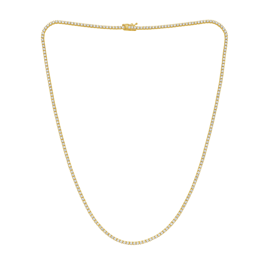 Lab-Grown Round Diamond Tennis Necklace, 4-Prong