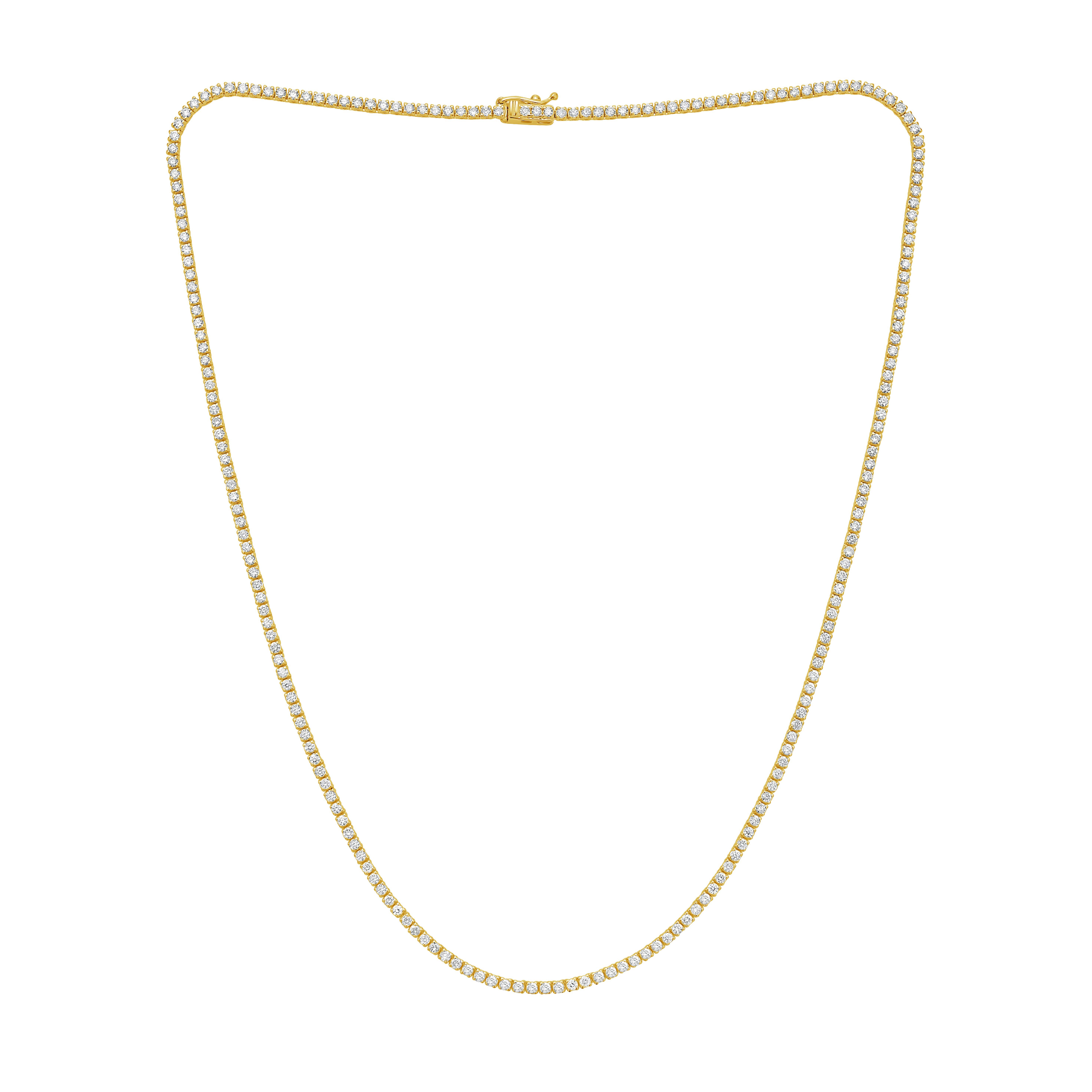 Lab-Grown Round Diamond Tennis Necklace, 4-Prong