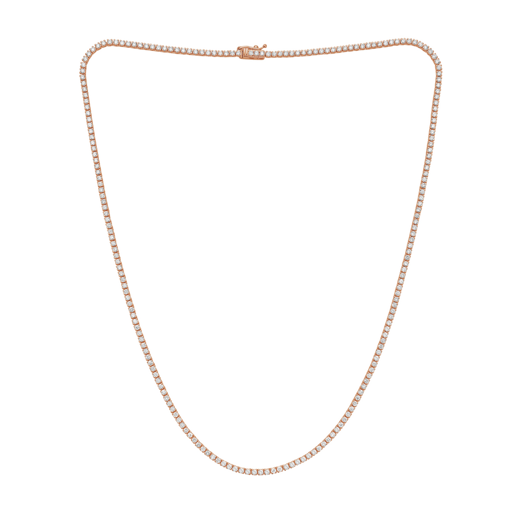 Lab-Grown Round Diamond Tennis Necklace, 4-Prong