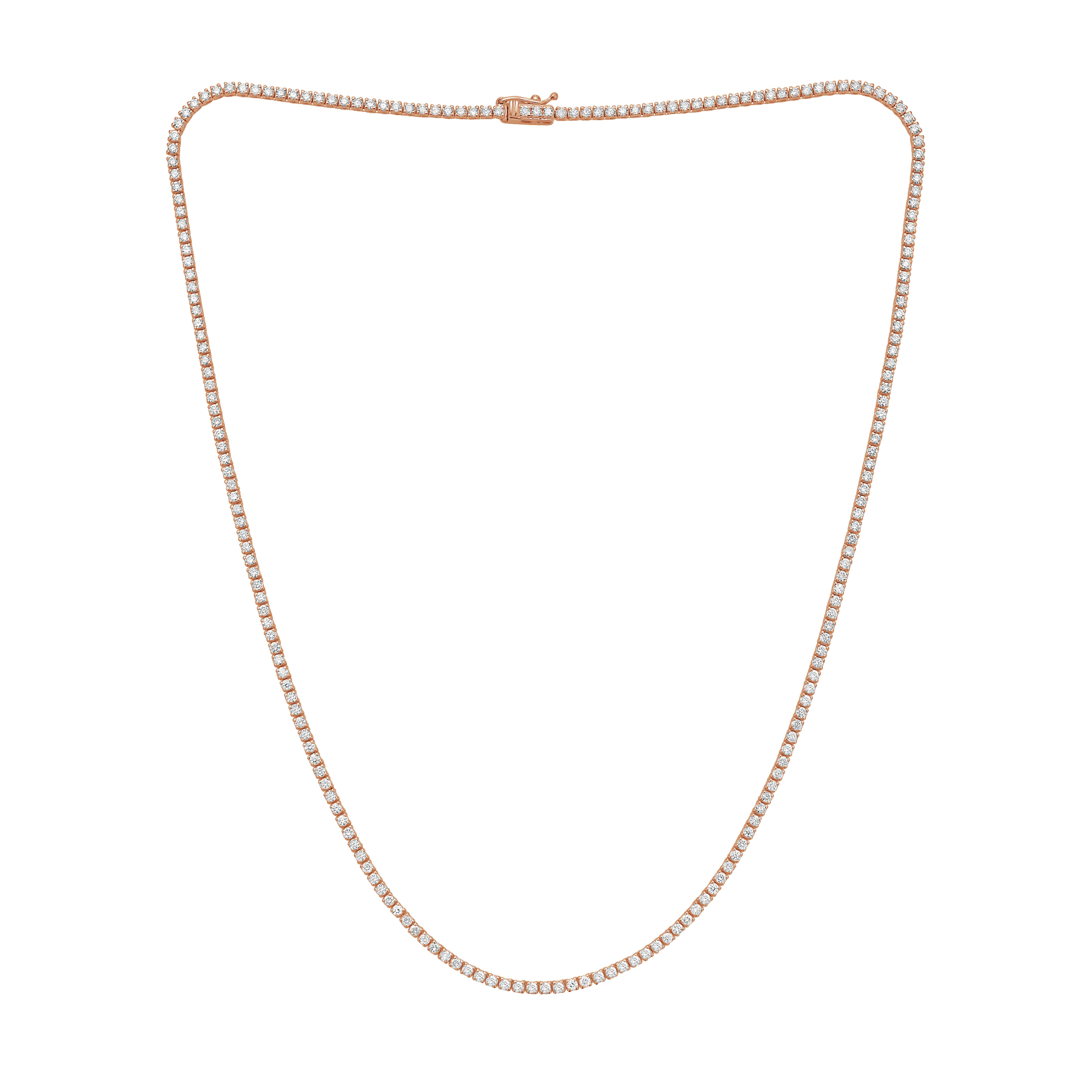 Lab-Grown Round Diamond Tennis Necklace, 4-Prong
