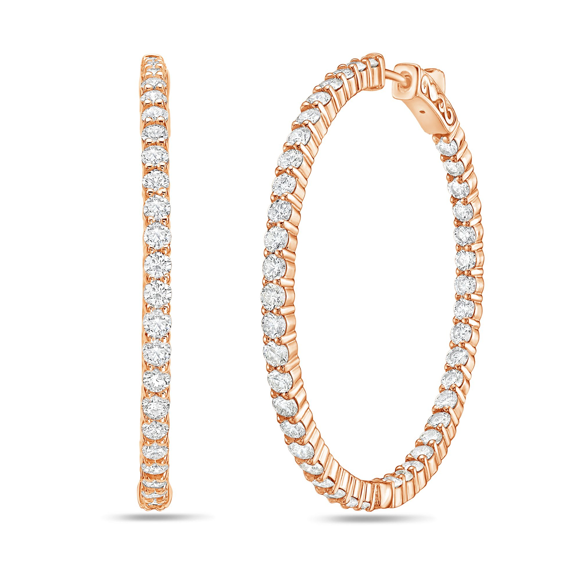 2.00" Lab-Grown Round Diamond Hoop Earrings, 14K Gold
