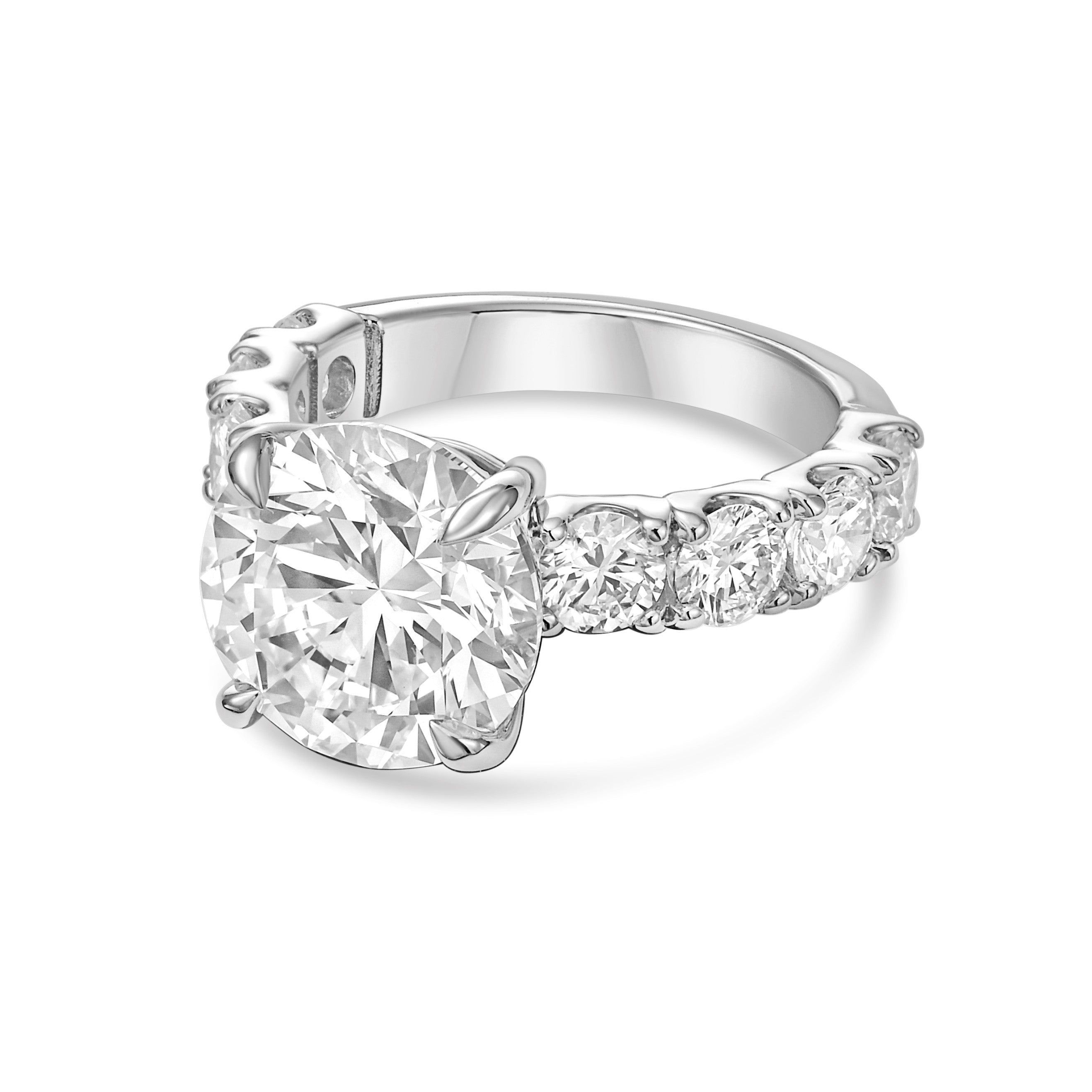 Lab-Grown Round Diamond Ring with Accents