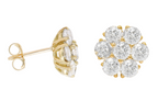 Lab-Grown Flower Cluster Studs, 14K Gold