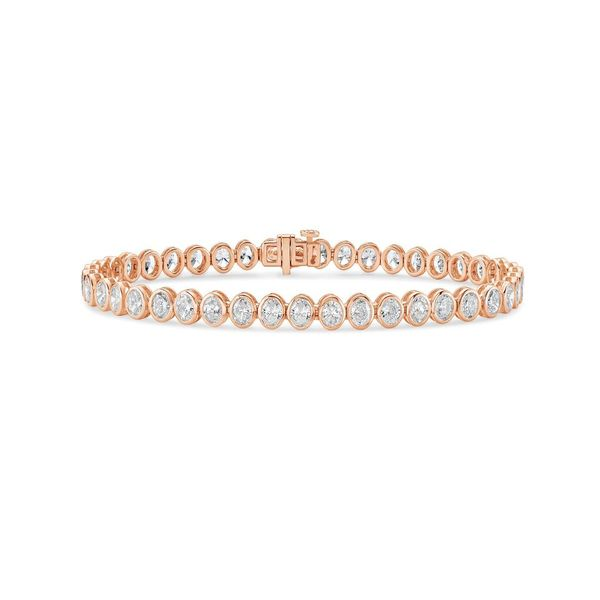 Lab-Grown Oval Bezel Tennis Bracelet, 14K Gold