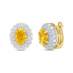 Lab-Grown Yellow Oval Diamond Halo Earrings, 18K Gold