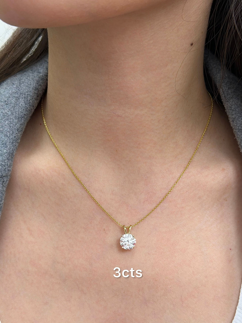 Lab Grown Rabbit Ear Round Diamond Solitaire Pendant
