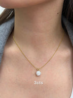 Lab Grown Rabbit Ear Round Diamond Solitaire Pendant