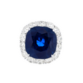 Platinum Cushion Sapphire Round Diamonds Halo Ring