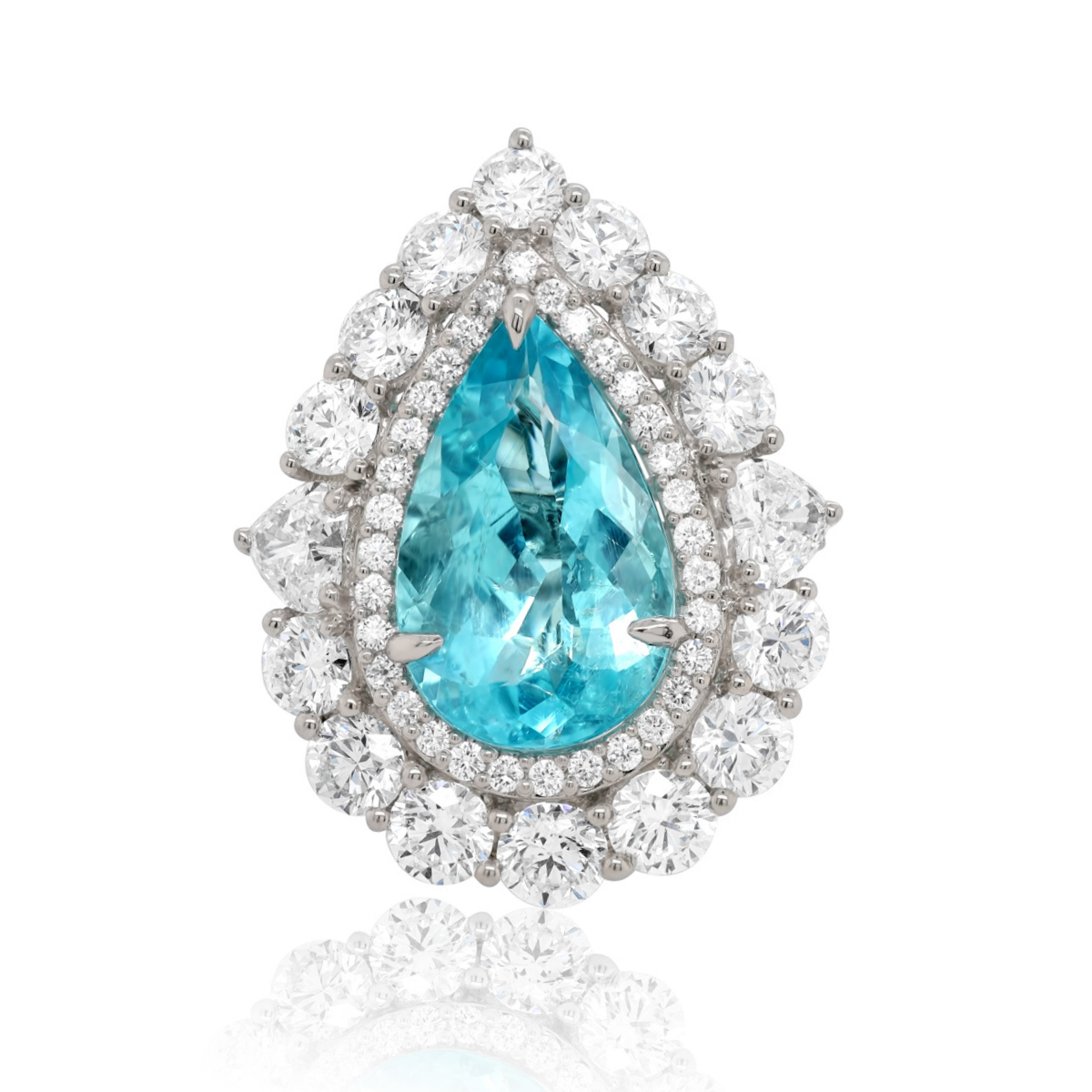 Paraiba Pendant & Double Halo Diamond Ring