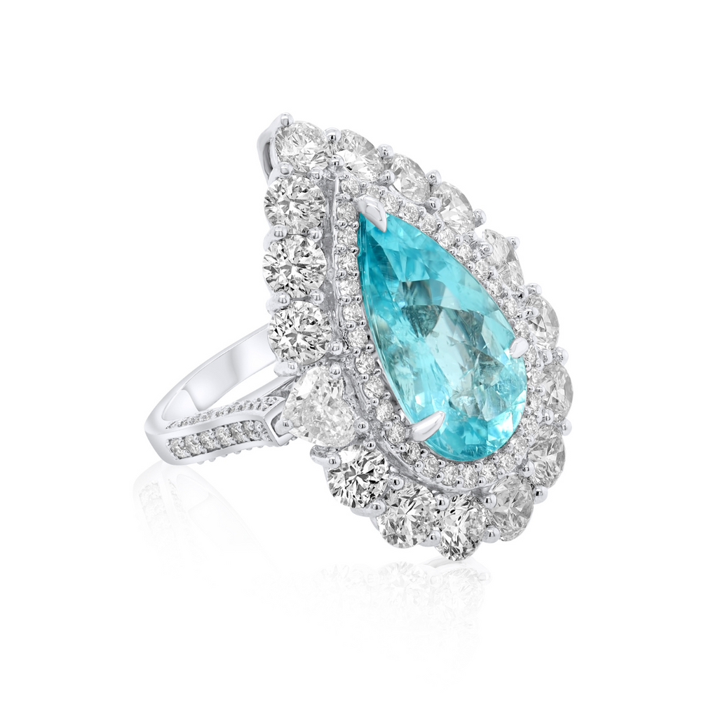 Paraiba Pendant & Double Halo Diamond Ring