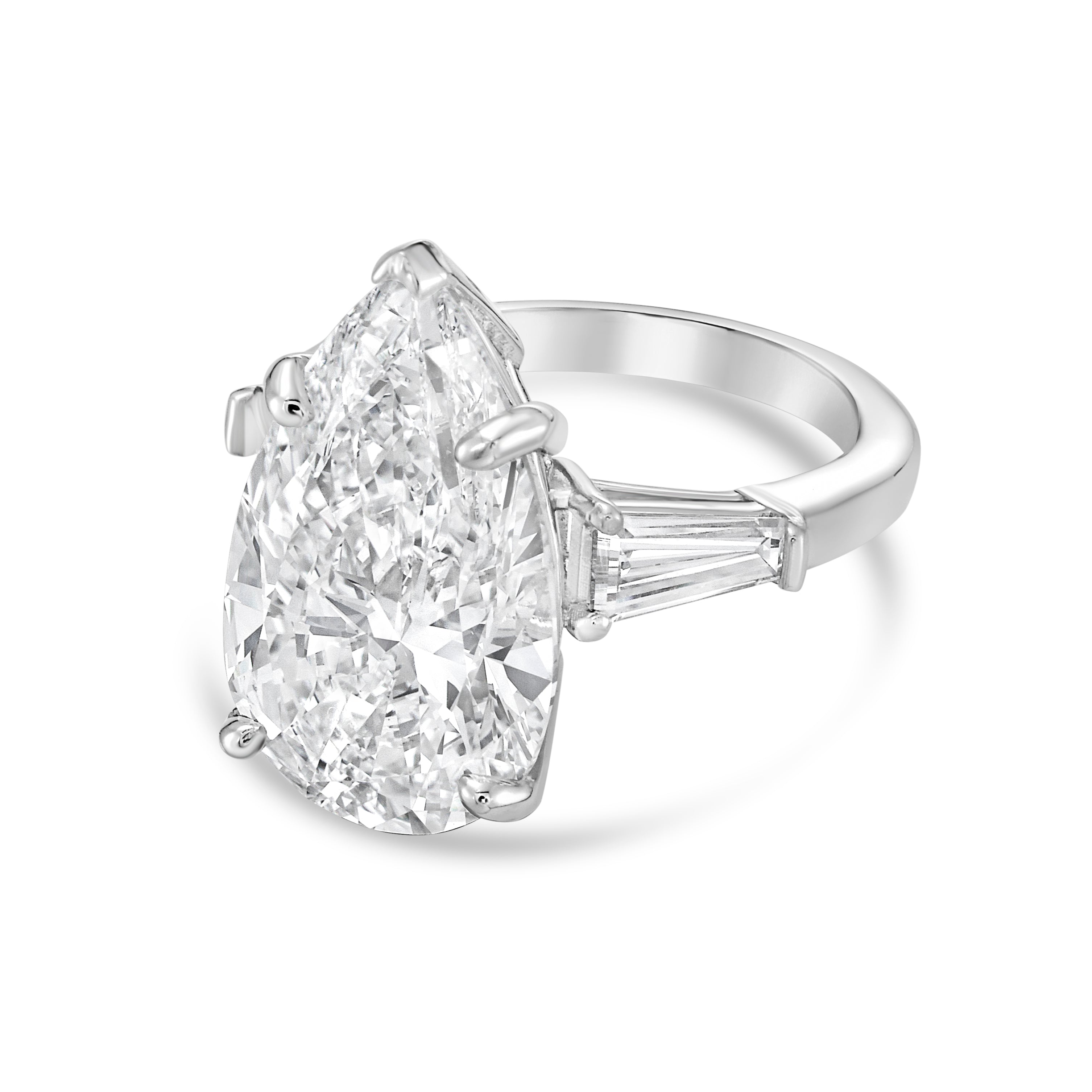 2.01ct Pear shaped Diamond Three Stone Ring
