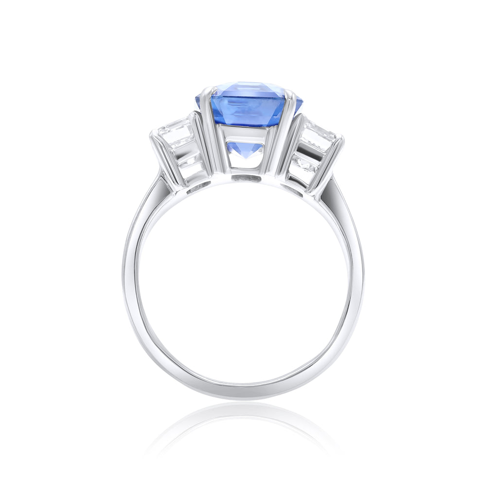 Platinum Sapphire and Emerald Diamonds Three Stone Ring