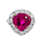 Platinum Tourmaline Heart Diamond Ring Set