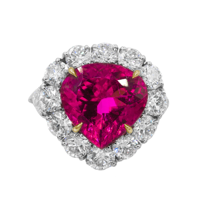 Platinum Tourmaline Heart Diamond Ring Set