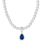 Princess Di Blue Sapphire Pearl Necklace
