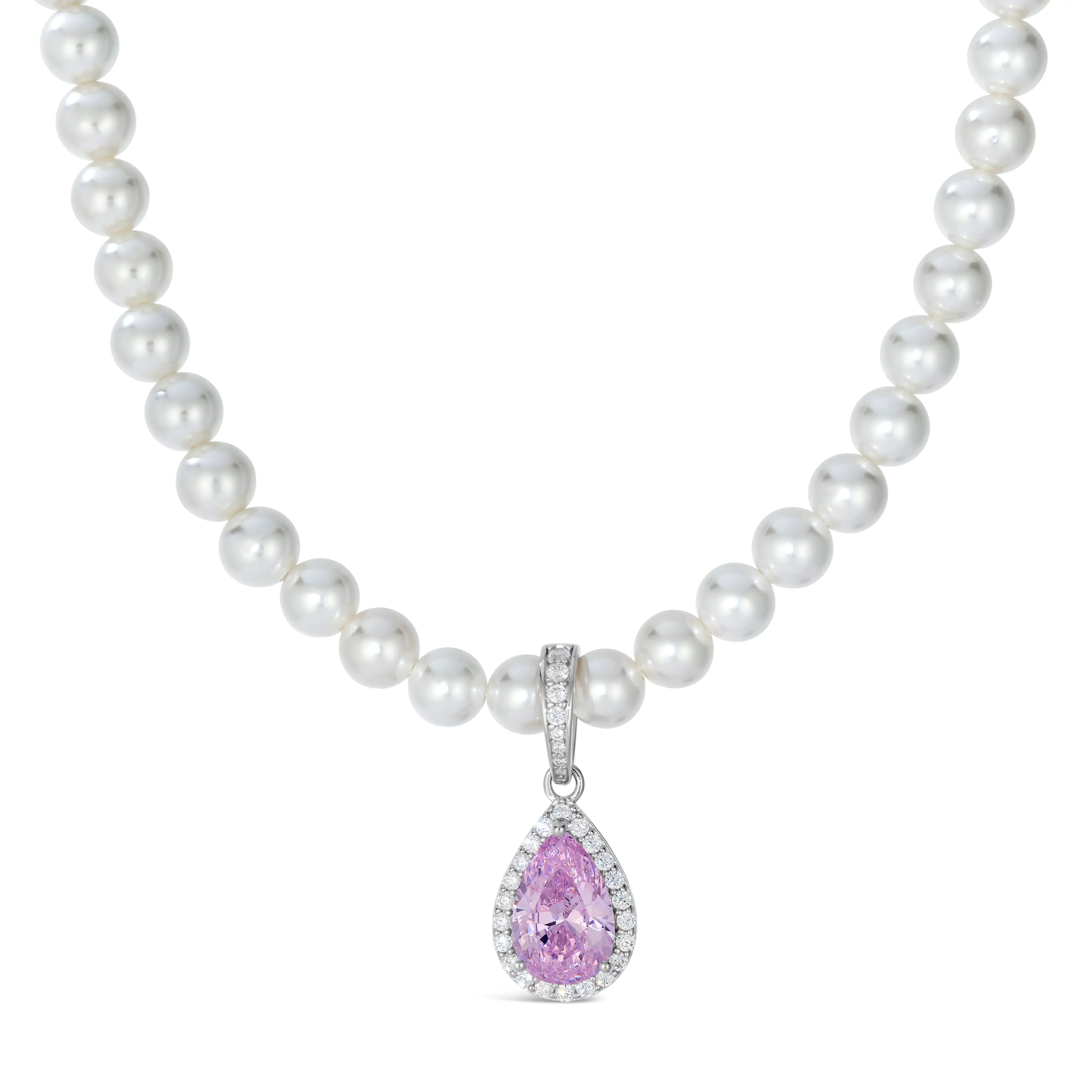 Princess Di Pearl Necklace in Argyle Pink