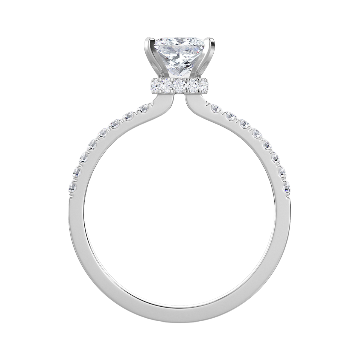 Lab-Grown Princess Diamond Hidden Halo Pave Engagement Ring