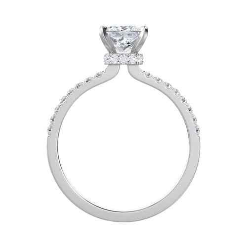 Lab-Grown Princess Diamond Hidden Halo Pave Engagement Ring