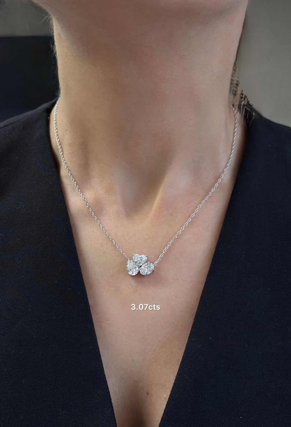 Multi-Shape Lab Grown Three Diamond Pendant
