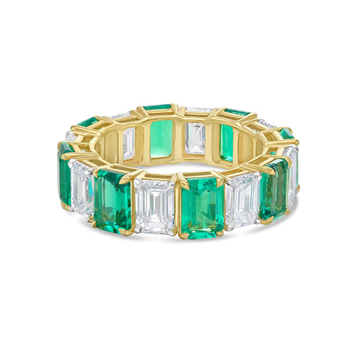 Lab Grown Alternating Diamond & Emerald Eternity Band