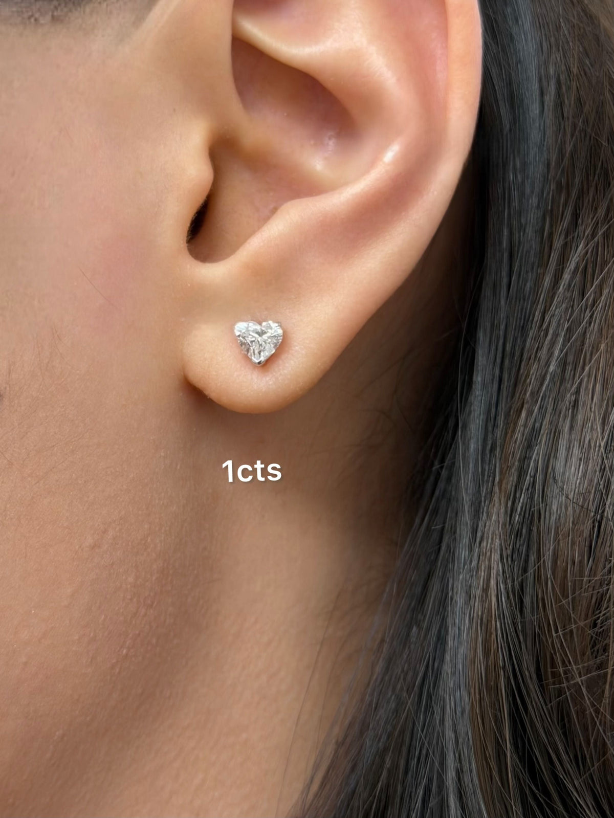 Lab Grown Heart Diamond Stud Earrings