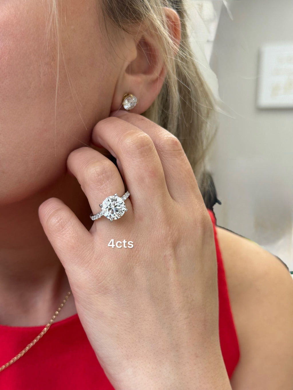 Lab-Grown Round Pave Diamond Engagement Ring