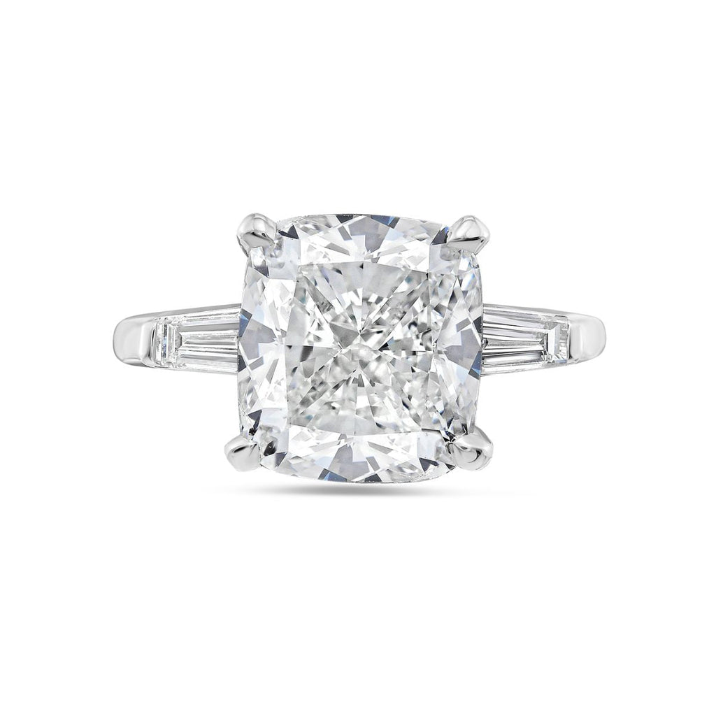 Three Stone Cushion Diamond  Engagement Ring