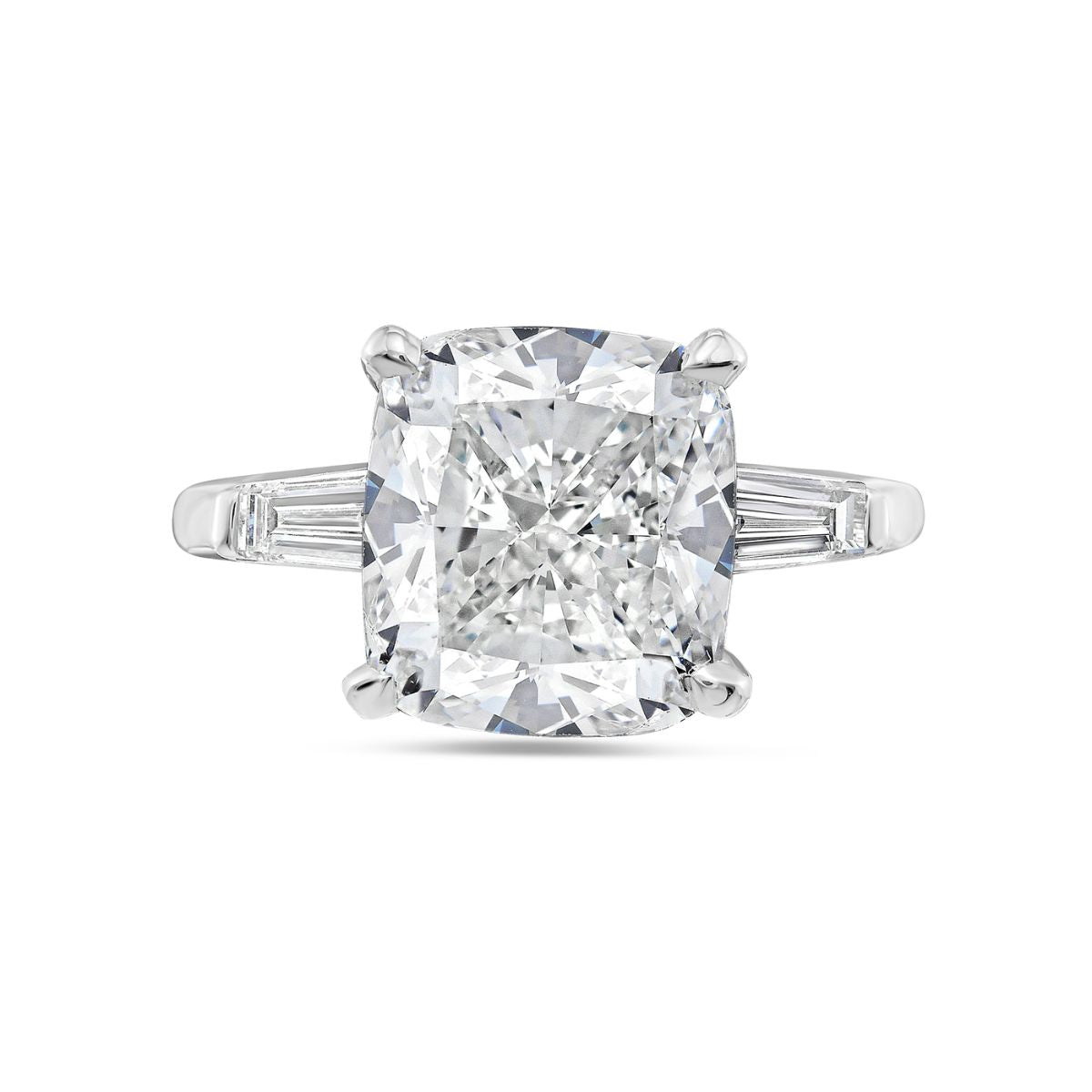 Three Stone Cushion Diamond  Engagement Ring