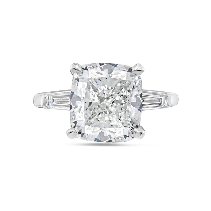 Three Stone Cushion Diamond  Engagement Ring