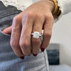 Three Stone Cushion Diamond  Engagement Ring