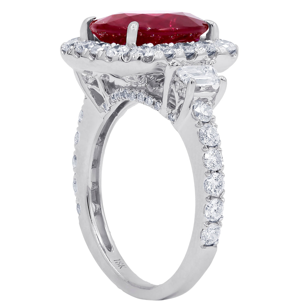 Ruby Ring With Diamond Halo