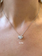 Lab Grown Pear Diamond Bezel Pendant