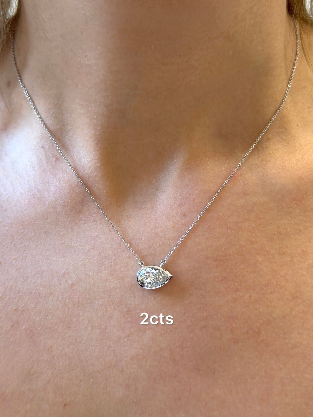 Lab Grown Pear Diamond Bezel Pendant