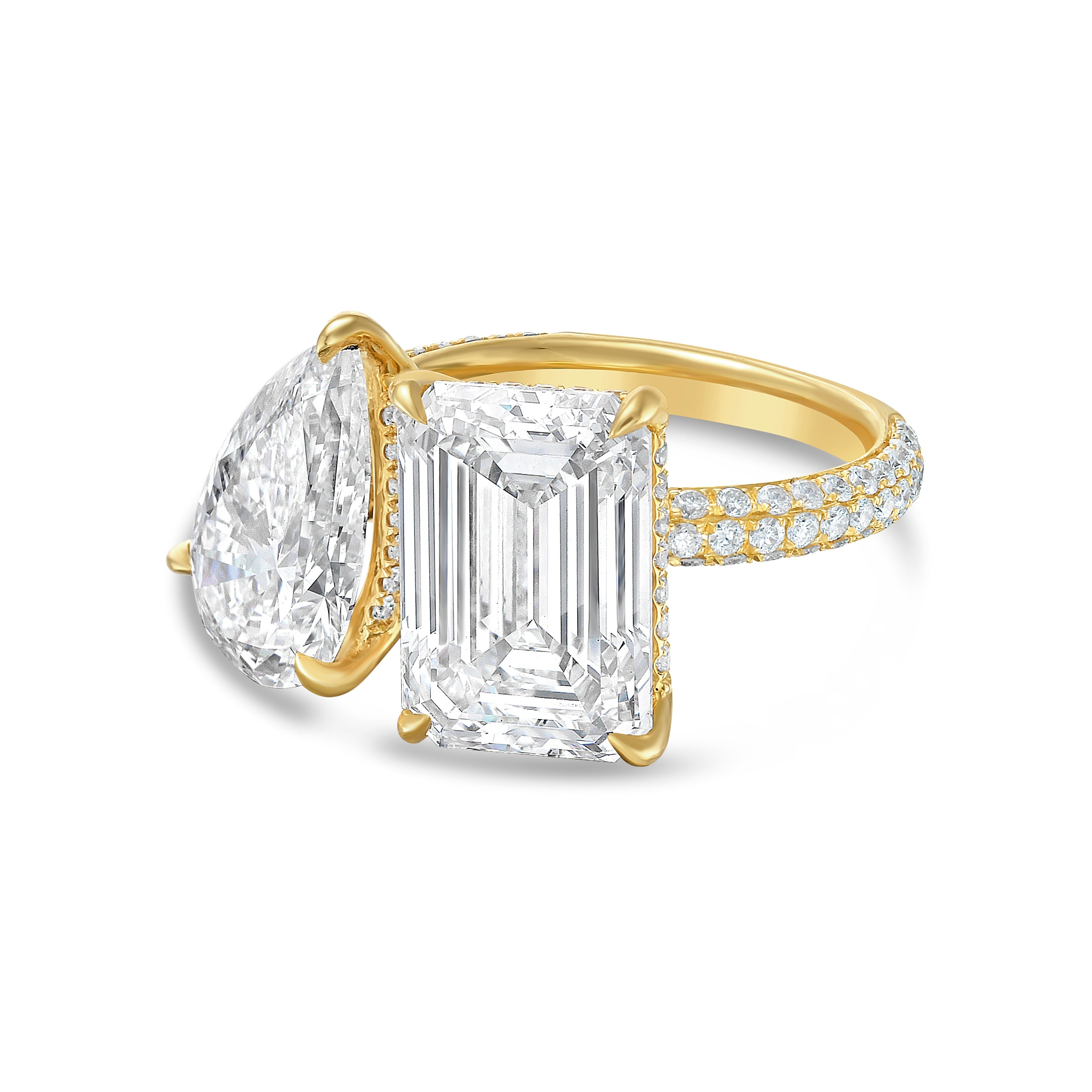 Lab Grown Pear And Emerald Diamond Ring