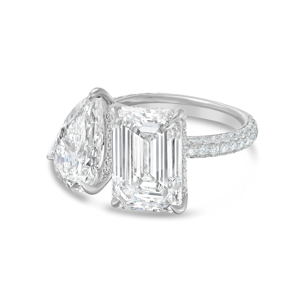 Lab Grown Pear And Emerald Diamond Ring