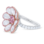 18kt Yellow Gold Fancy Vivid Pink Flower Diamonds Ring
