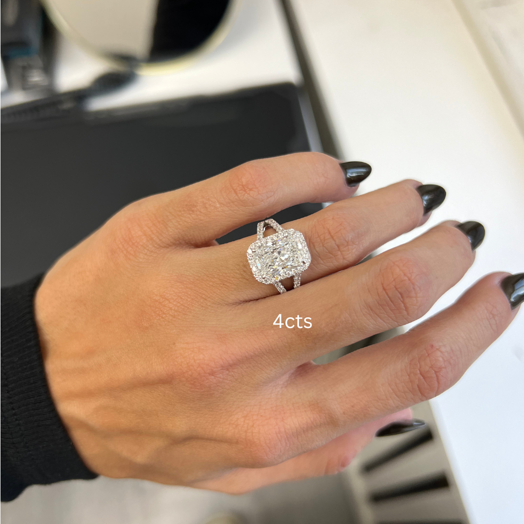 Lab-Grown Radiant Halo Diamond Engagement Ring