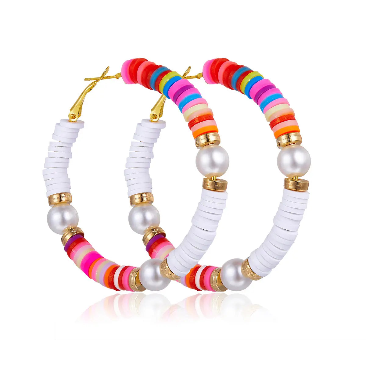 Rainbow Pearl Hoops