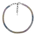 Rainbow Sapphire Cuban Necklace in Platinum